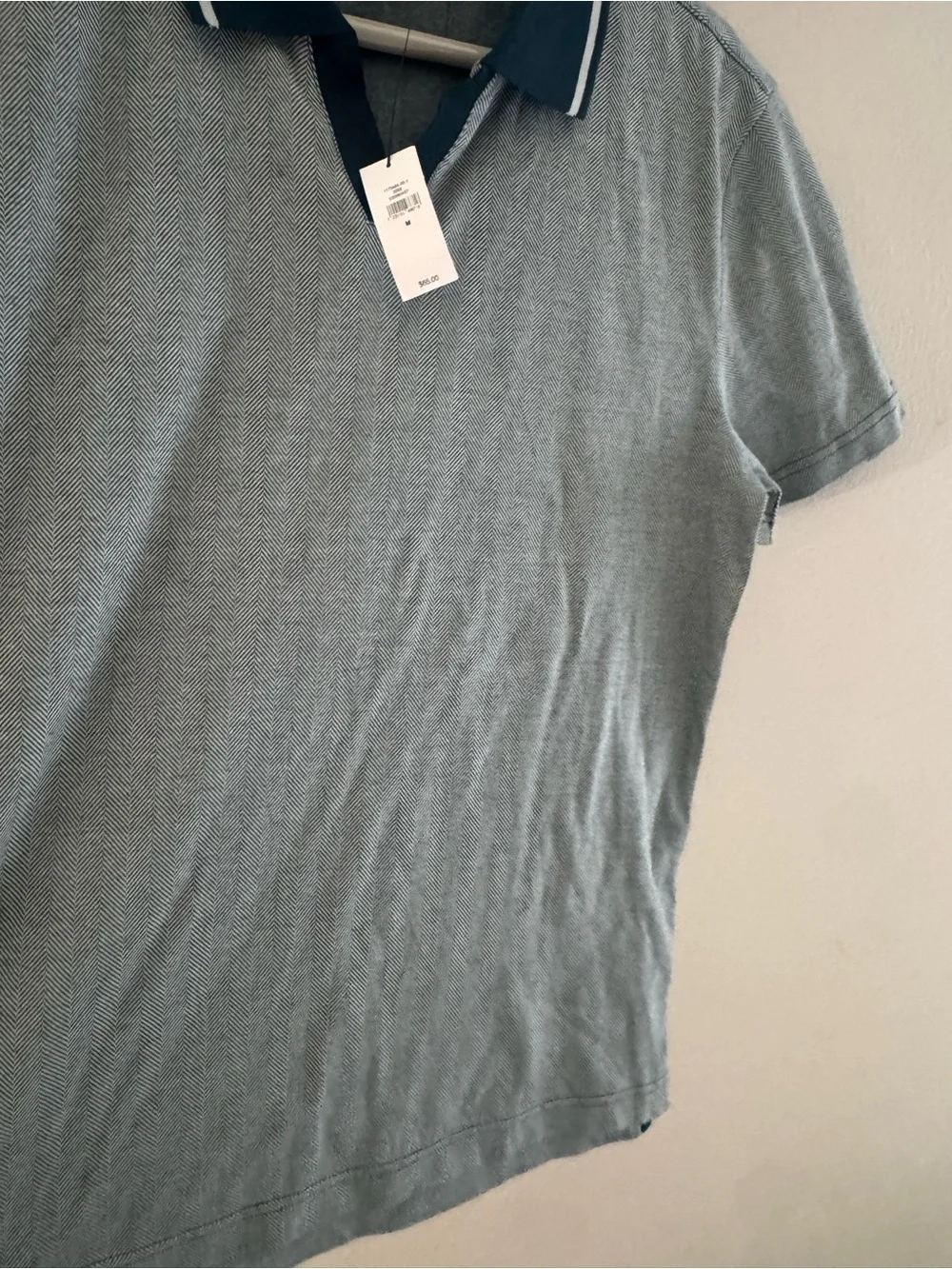 Banana Republic Light Gray Polo with Navy Trim Collar